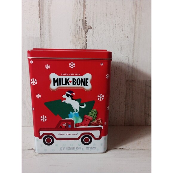 Milk Bone Merry Christmas Walmart Empty Metal Tins/May Have Minor Dent Or Ding - Picture 3 of 10
